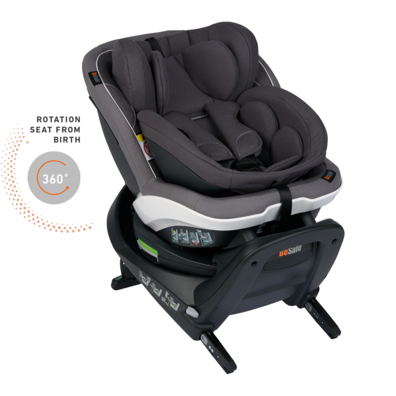 Scaun auto rotativ iZi Turn B i-Size Gri Metallic Melange